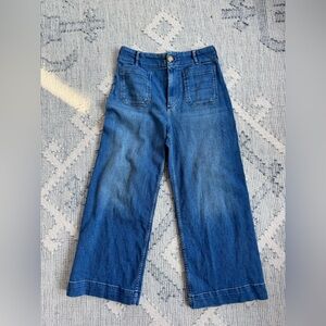 Maeve Colette wide leg cropped Blue Denim Jeans